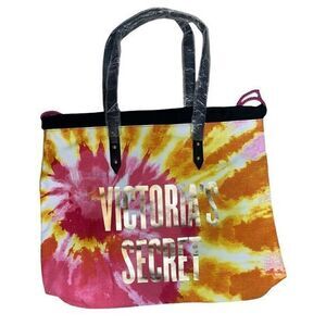 Victoria's Secret‎ Tote Bag Snap Cinch Bag Pockets Yellow Pink New Large